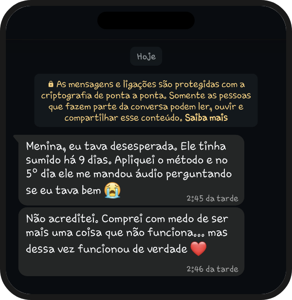 Depoimento real de cliente via WhatsApp